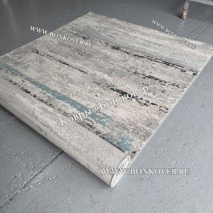 Турецкий Ковер Для Гостиной Арт 30037 Серый с Голубым